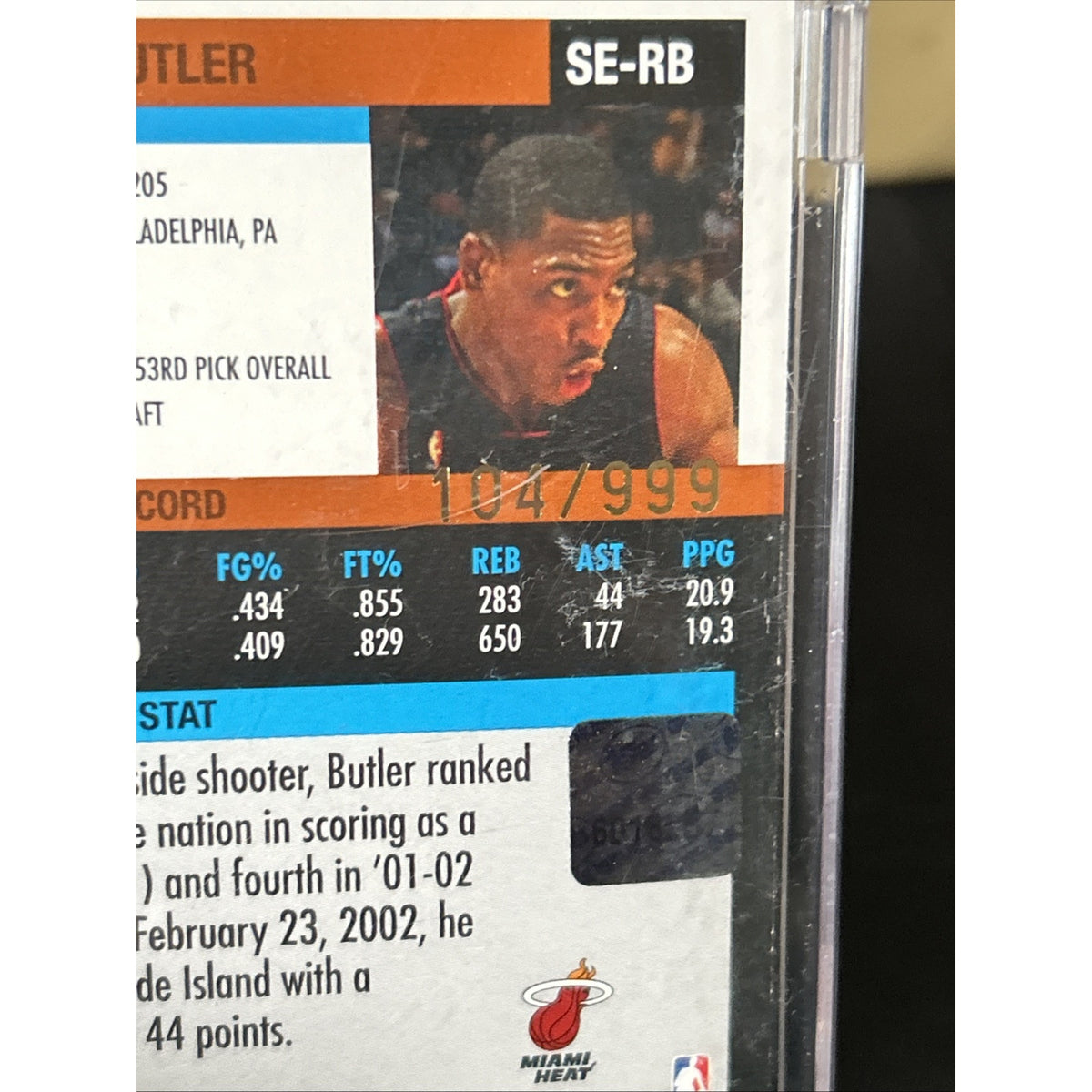 2002-03 Bowman Signature /999 Rasual Butler #SE-RB Rookie Auto RC