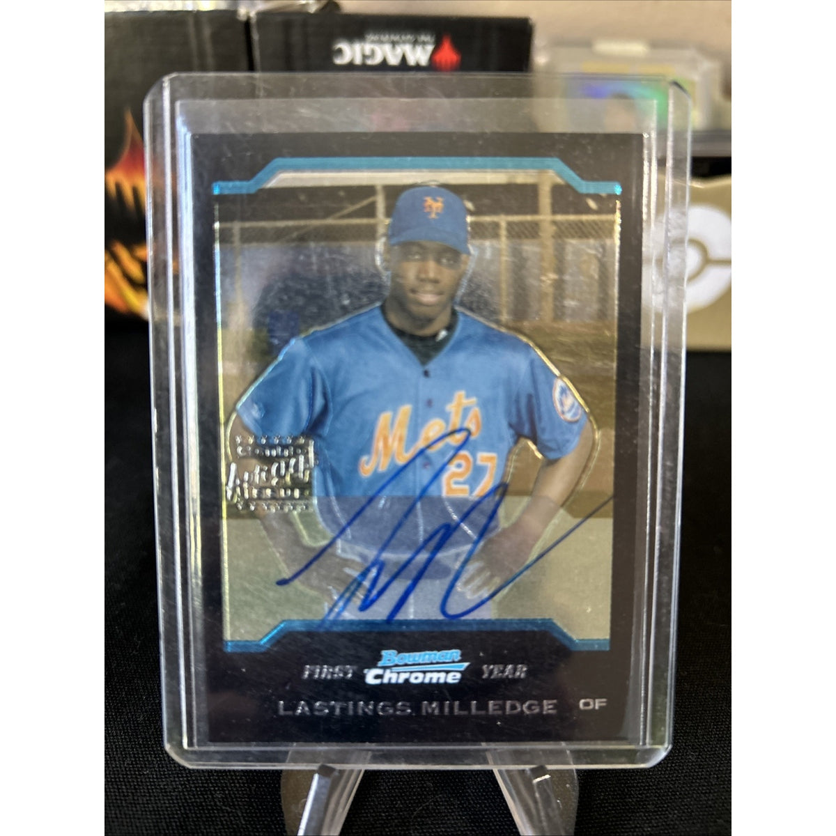 2004 Bowman Chrome #343 Lastings Milledge AUTO BLACK REFRACTOR METS / FIRST YEAR