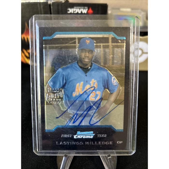 2004 Bowman Chrome #343 Lastings Milledge AUTO BLACK REFRACTOR METS / FIRST YEAR
