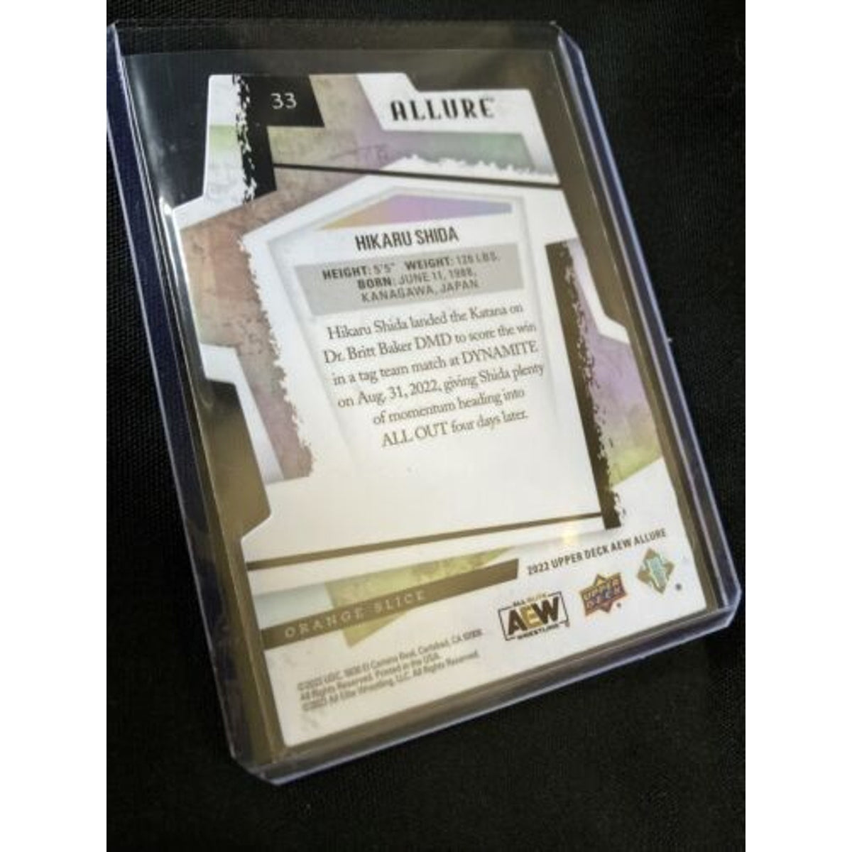 2022 Upper Deck Allure AEW Hikaru Shida Orange Slice Diecut #33 / Pack Fresh New
