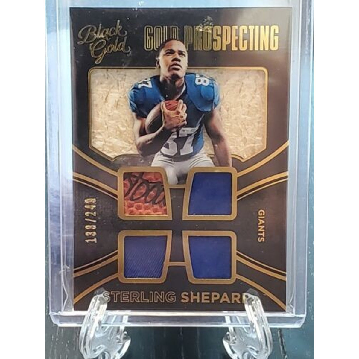 Black Gold Gold Prospecting Quad Materials 2016 #18 Sterling Shepard/249