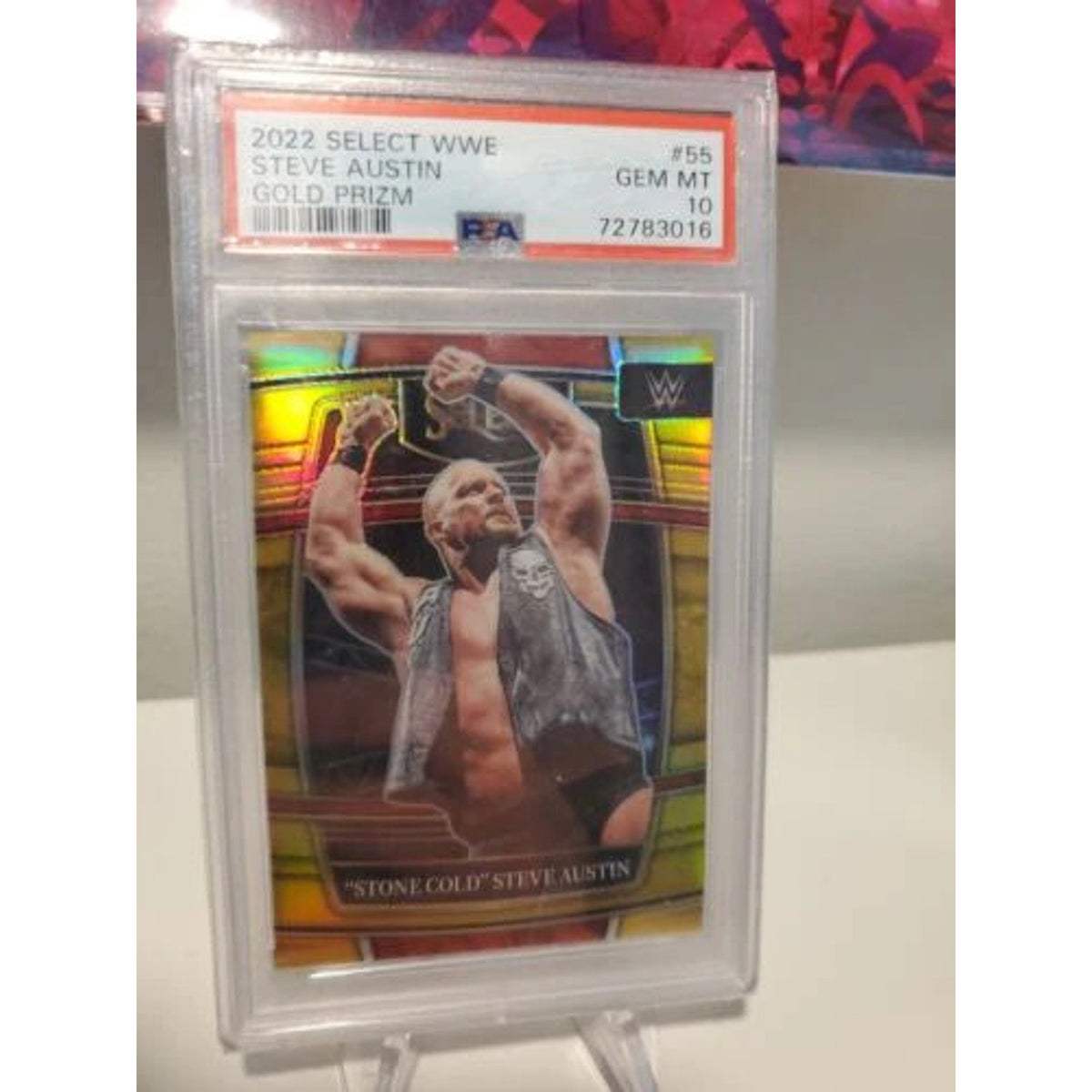 2022 Stone Cold Steve Austin Select WWE Concourse Gold Prizm #55 PSA 10 3/10