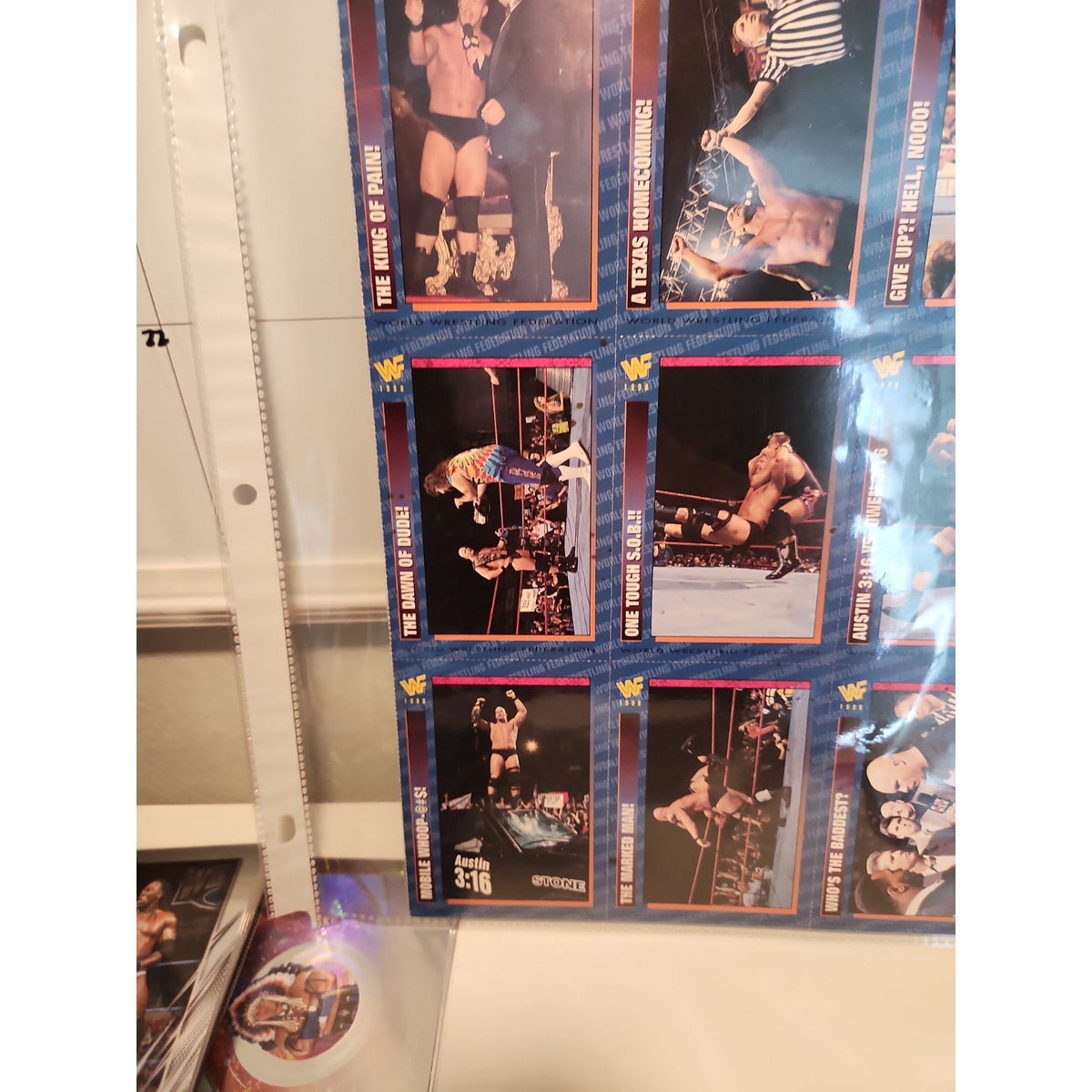 WWF Magazine Cards Uncut Austin Sheet 1998 #184-192 Austin Bret Owen King Tyson