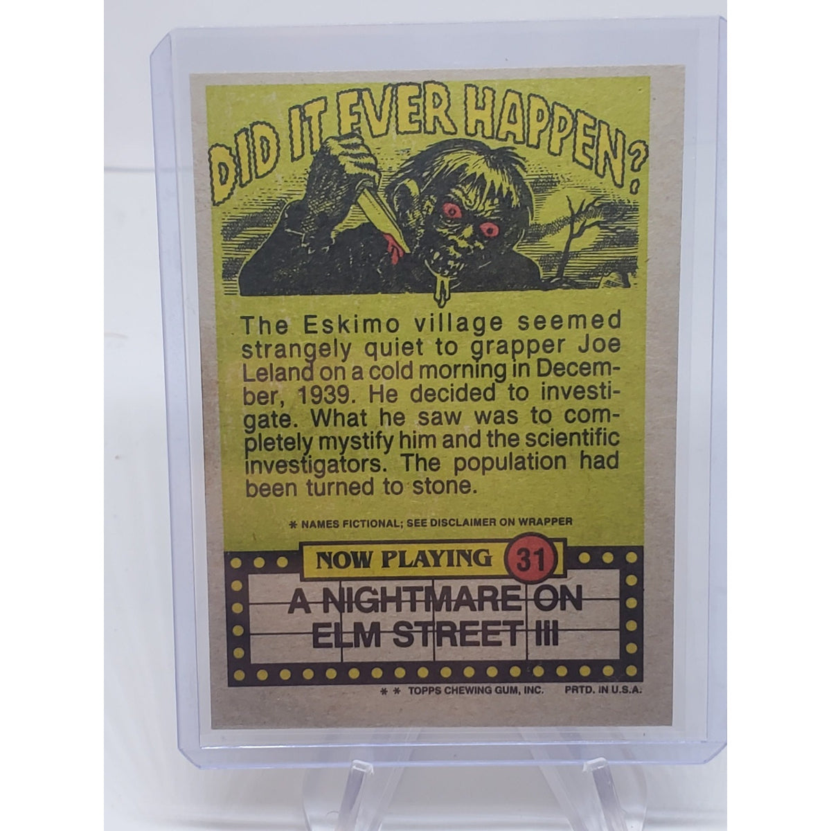 1988 Topps Fright Flicks #31 Who's the Grossest One of All! Nightmare Elm