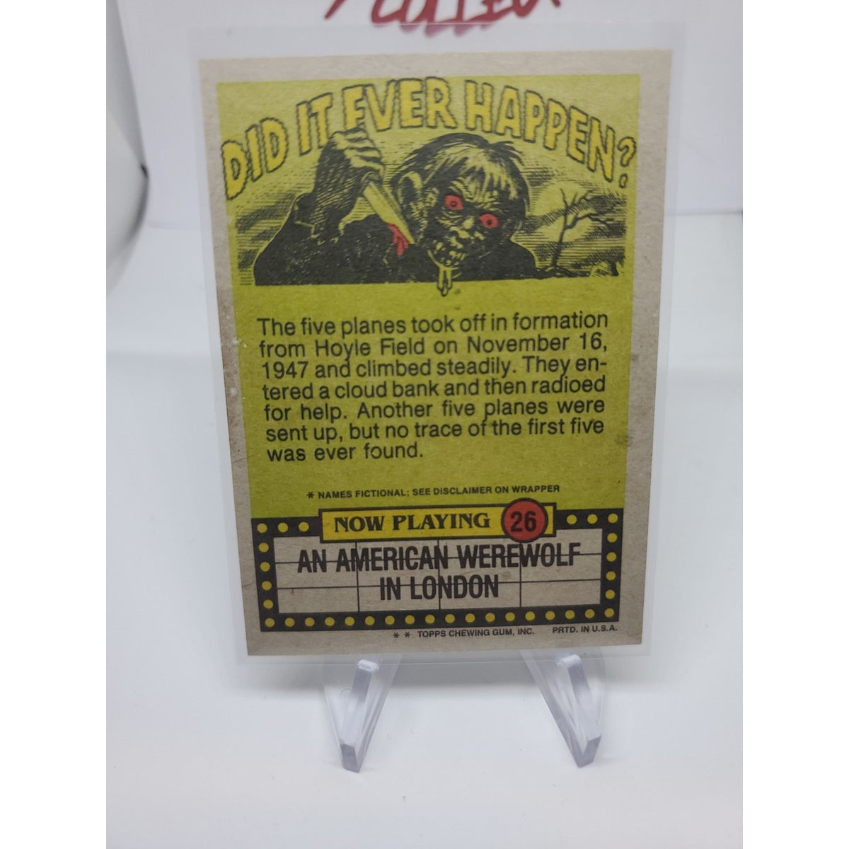 1988 Topps Fright Flicks #26 Sorry - Wrong Answer! Werewolf London