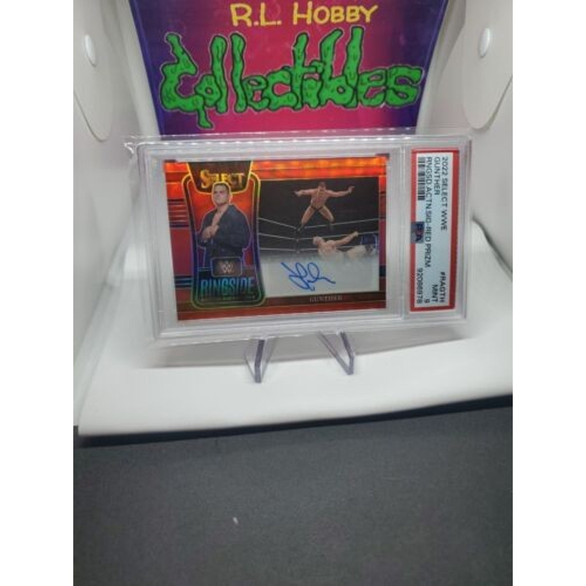 2022 Panini Select WWE Red Prizm /99 Gunther RA-GTH AUTO PSA 9 Pop 1