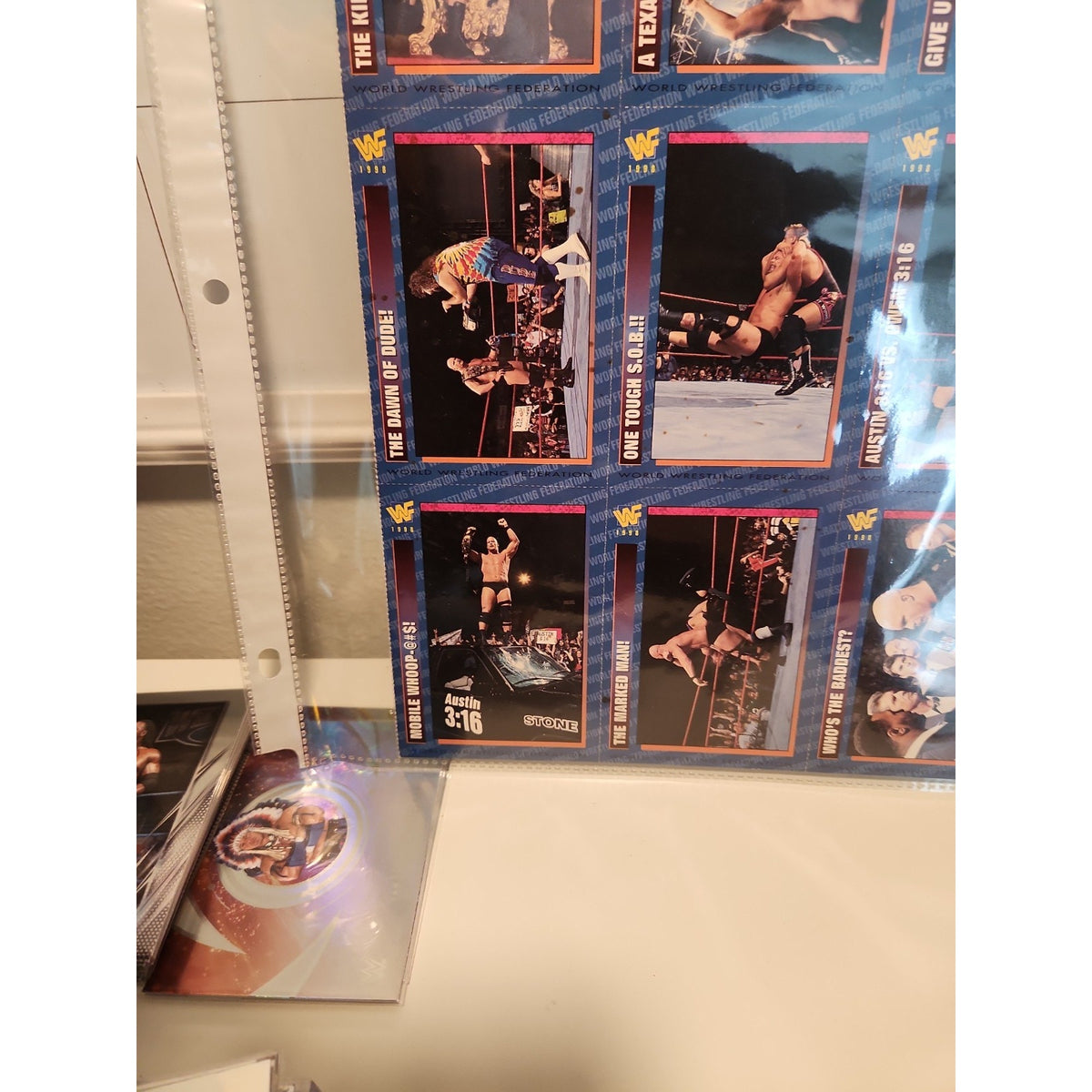 WWF Magazine Cards Uncut Austin Sheet 1998 #184-192 Austin Bret Owen King Tyson