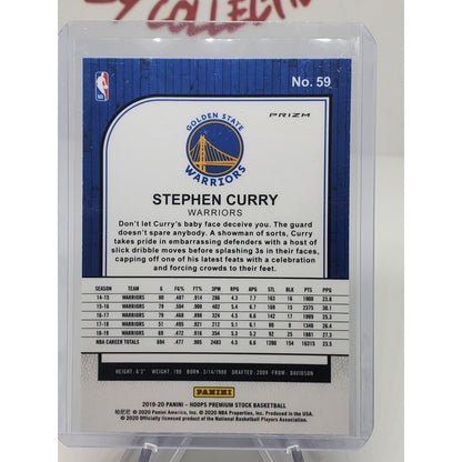 2019-20 Panini NBA Hoops Premium Stock - Stephen Curry #59 Silver Lazer Prizm
