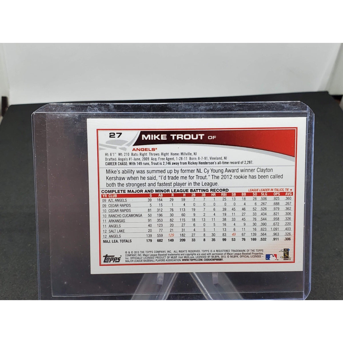2013 Topps - Mike Trout #27 Gold Rookie Cup Los Angeles Angels MVP RARE