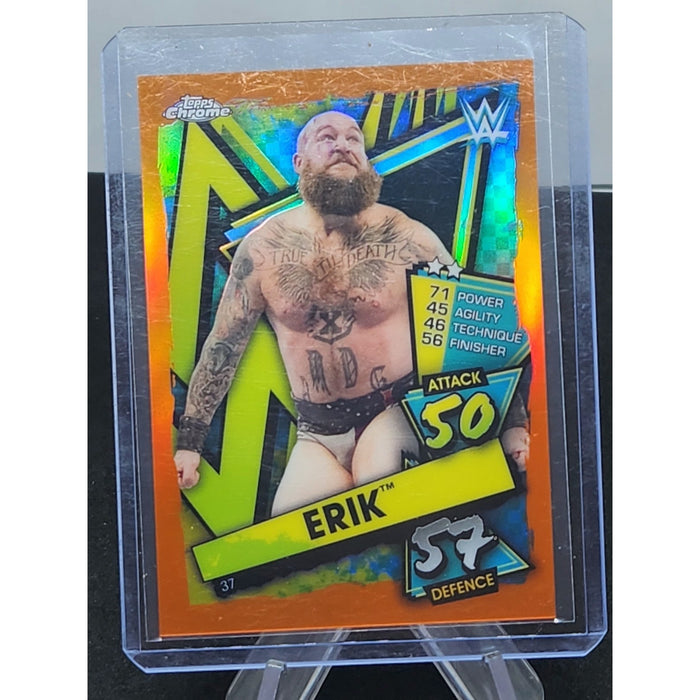 2021 Topps WWE Slam Attax Erik Orange Refractor #d 12/25