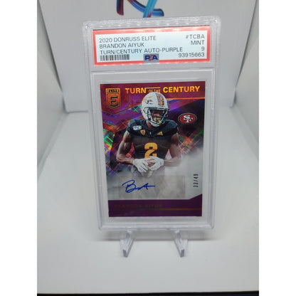 2020 Donruss Elite Brandon Aiyuk Turn of CENTURY ROOKIE Auto #/49 PSA 9 POP 1