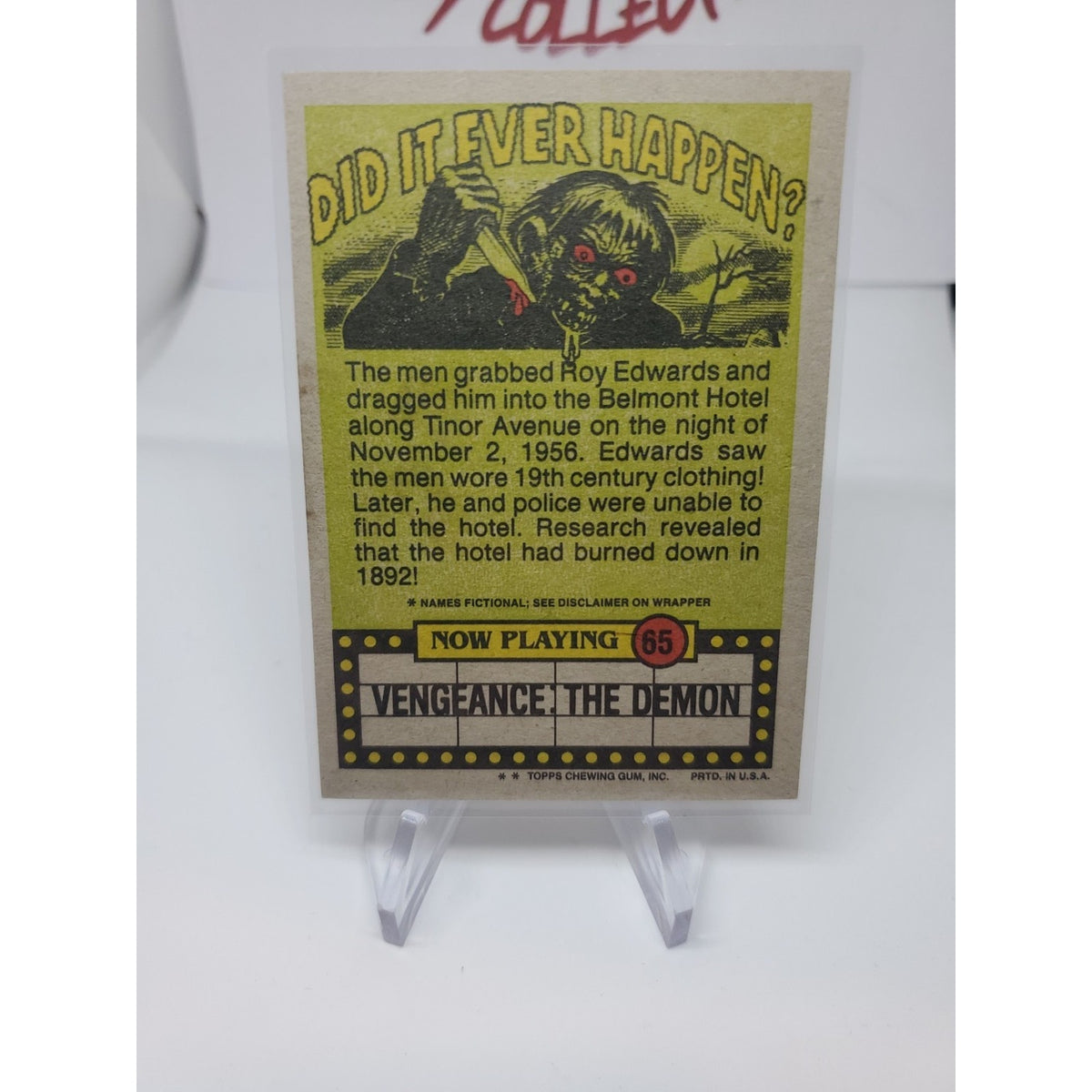 1988 Topps Fright Flicks #65 Cheese! - Vengeance Demon
