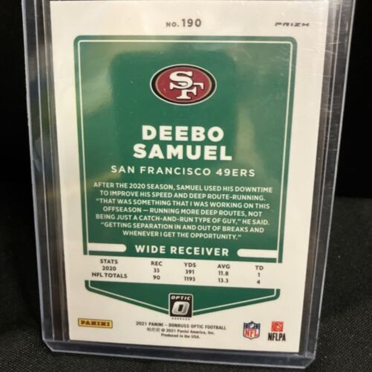 Deebo Samuel - 2021 Panini Donruss Optic Football #190 Silver Holo Prizm 49ers
