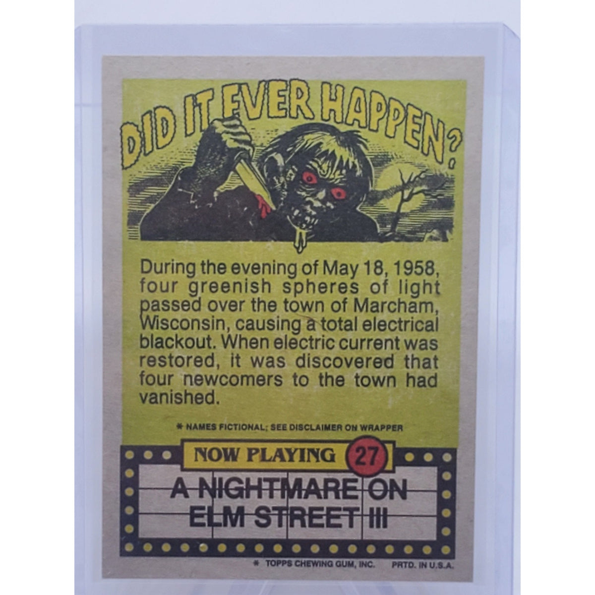1988 Topps Fright Flicks #27 The Singles Scene is Murder! Nightmare Elm