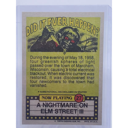 1988 Topps Fright Flicks #27 The Singles Scene is Murder! Nightmare Elm