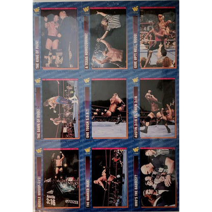 WWF Magazine Cards Uncut Austin Sheet 1998 #184-192 Austin Bret Owen King Tyson