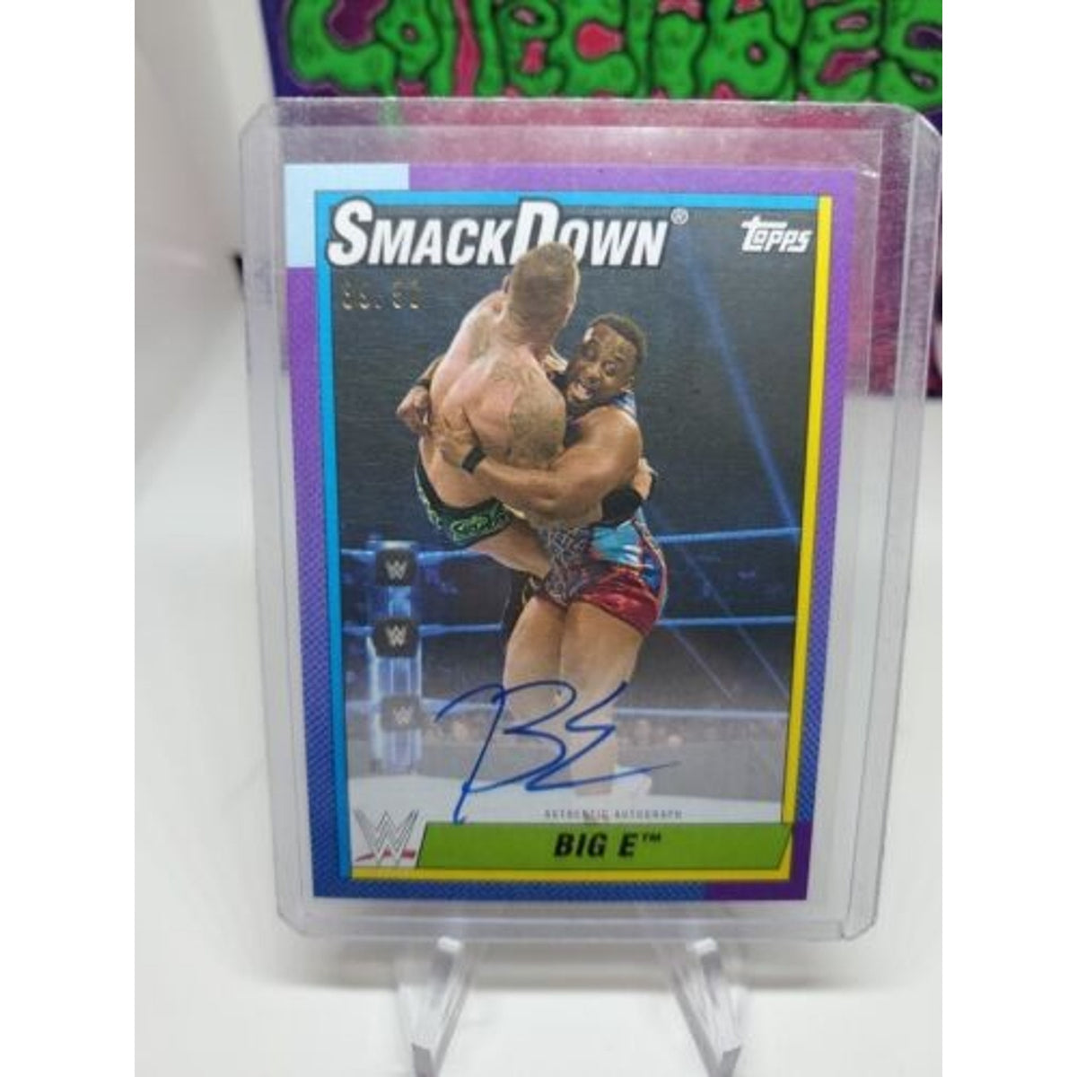 2021 Topps Heritage WWE Big E On-Card Auto #39/50 SP