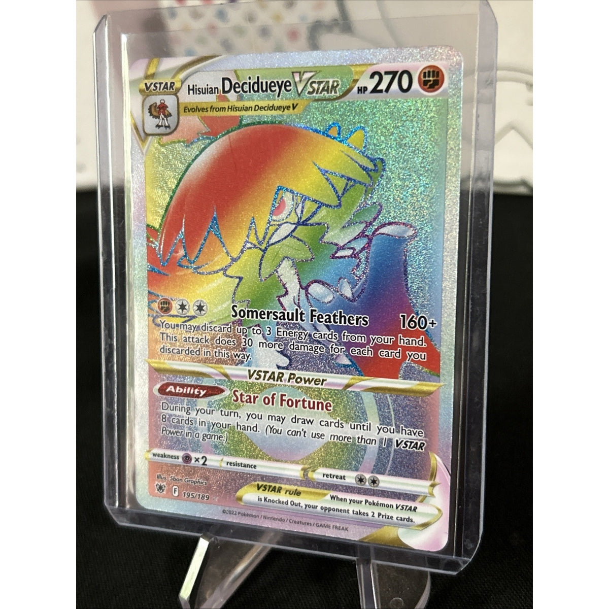 Hisuian Decidueye VSTAR (Secret) 195/189 Swsh10: Astral Radiance Holo - Mint New