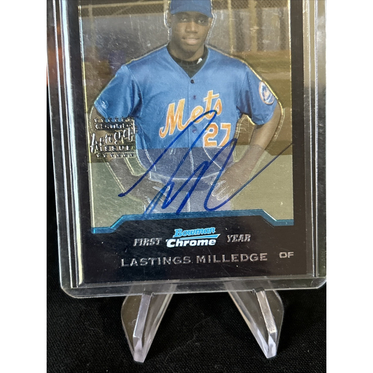 2004 Bowman Chrome #343 Lastings Milledge AUTO BLACK REFRACTOR METS / FIRST YEAR