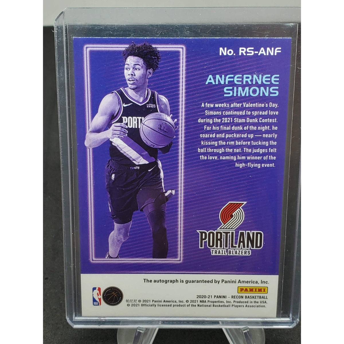 2020-21 Panini Recon - Recon Signatures Anfernee Simons #RS-ANF (AU)
