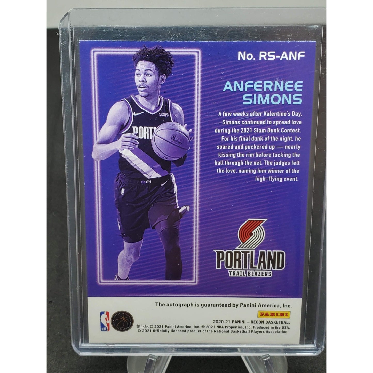2020-21 Panini Recon - Recon Signatures Anfernee Simons #RS-ANF (AU)