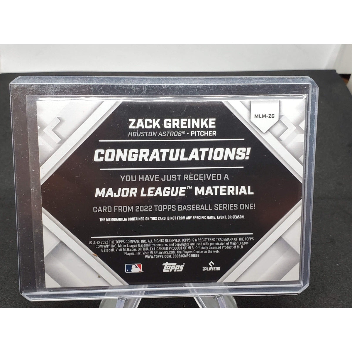 2022 Topps Major League Materials Zack Greinke #MLM-ZG