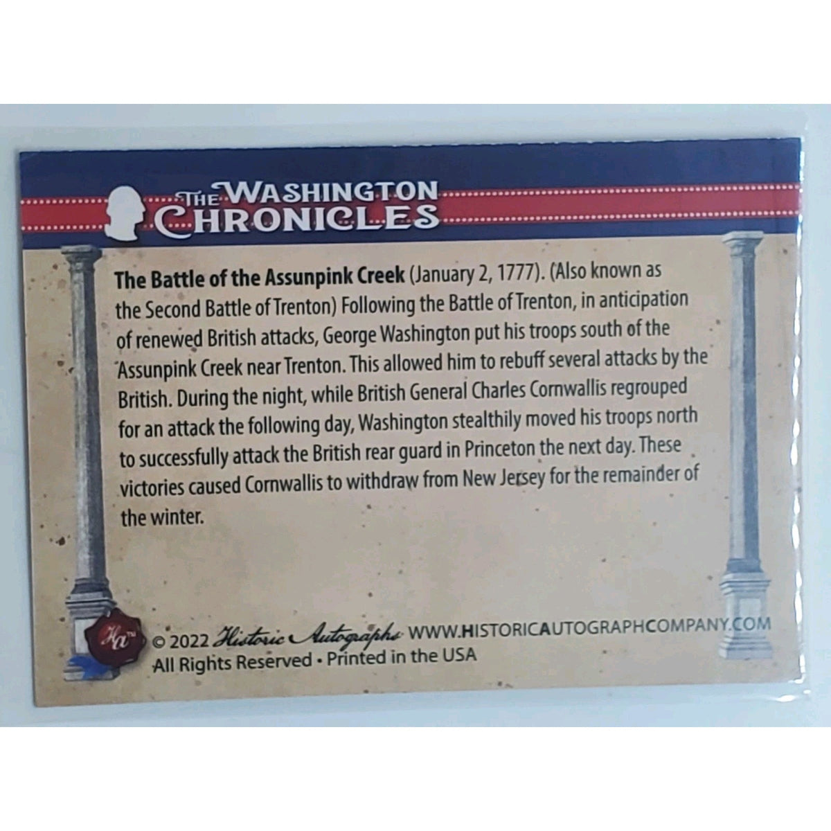 2022 Historic Autographs The Washington Chronicles #97 Battle of Assunpink Creek