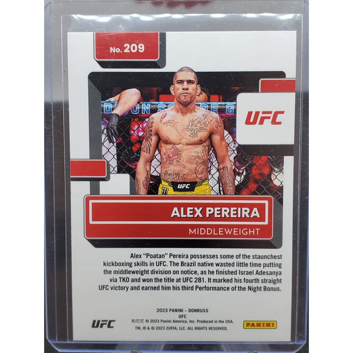 2023 Donruss UFC #209 Alex Pereira Rated Rookie Card RC