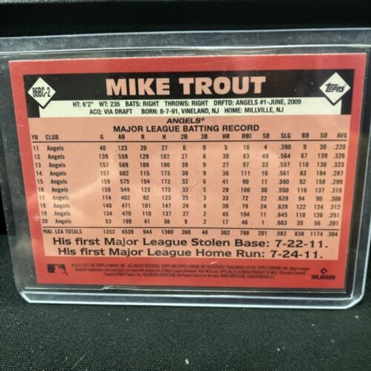 Anniversary Refractor 2021 Topps Chrome Mike Trout 35th #86BC-2 LA Angels New