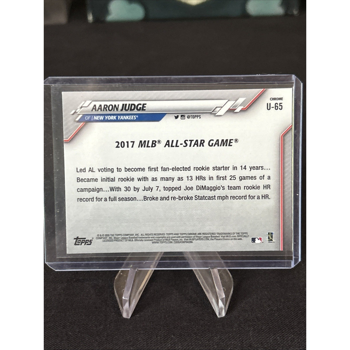 2020 Topps Update Base #U-15 Aaron Judge - New York Yankees All Star Game / NEW