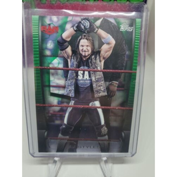 AJ Styles 2021 Topps WWE Undisputed Base Green Parallel #/50 RAW