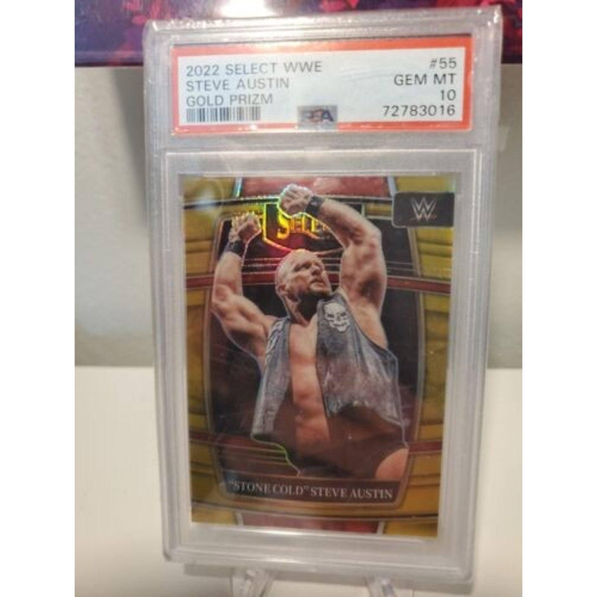 2022 Stone Cold Steve Austin Select WWE Concourse Gold Prizm #55 PSA 10 3/10