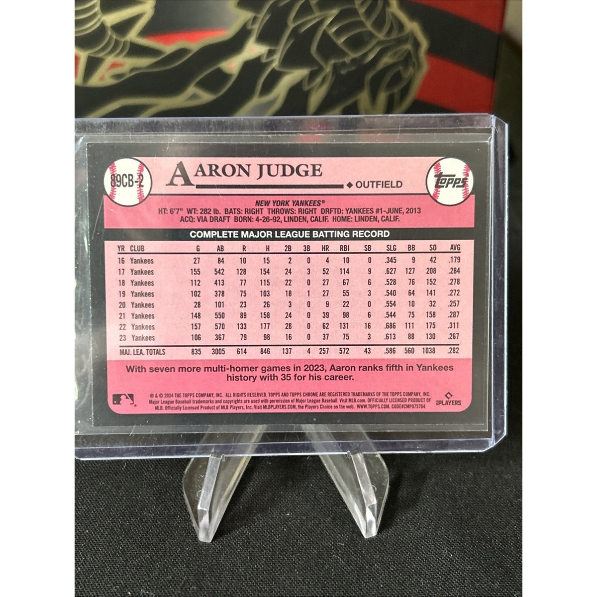 2024 Topps Chrome Baseball 1989 AARON JUDGE #89CB-2 YANKEES / Pack Fresh New