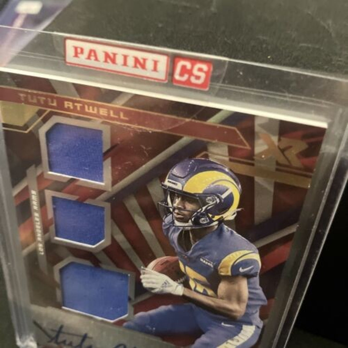 Triple patch auto Mail In Mint 2021 Panini Xr football Tutu Atwell New Red
