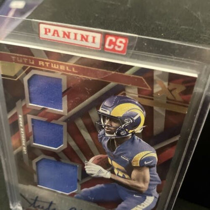 Triple patch auto Mail In Mint 2021 Panini Xr football Tutu Atwell New Red
