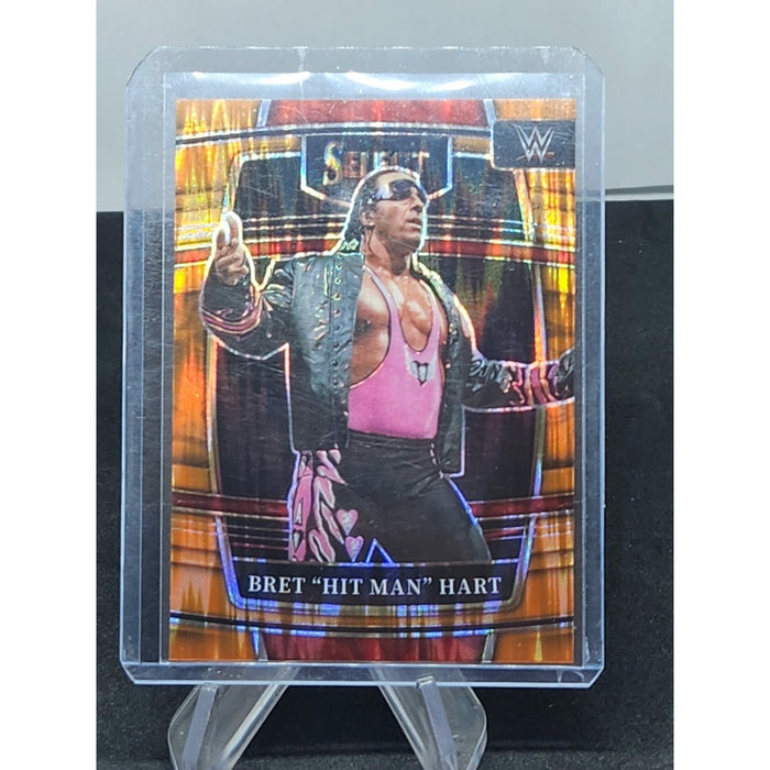 2022 Panini Select WWE #85 Bret “Hit Man” Hart Orange Flash Prizm