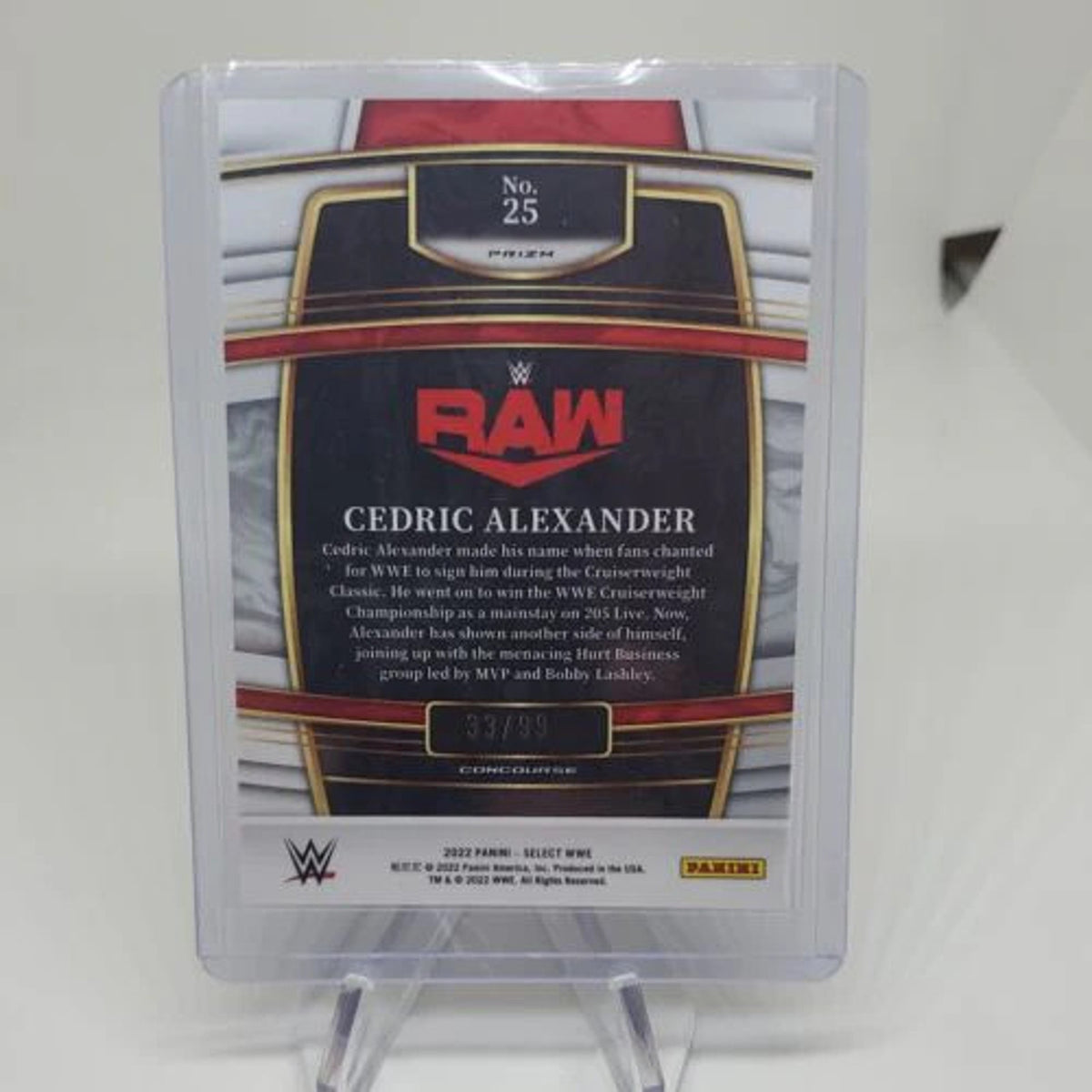 WHITE PRIZM /99 2022 Panini WWE Select Concourse #25 Cedric Alexander