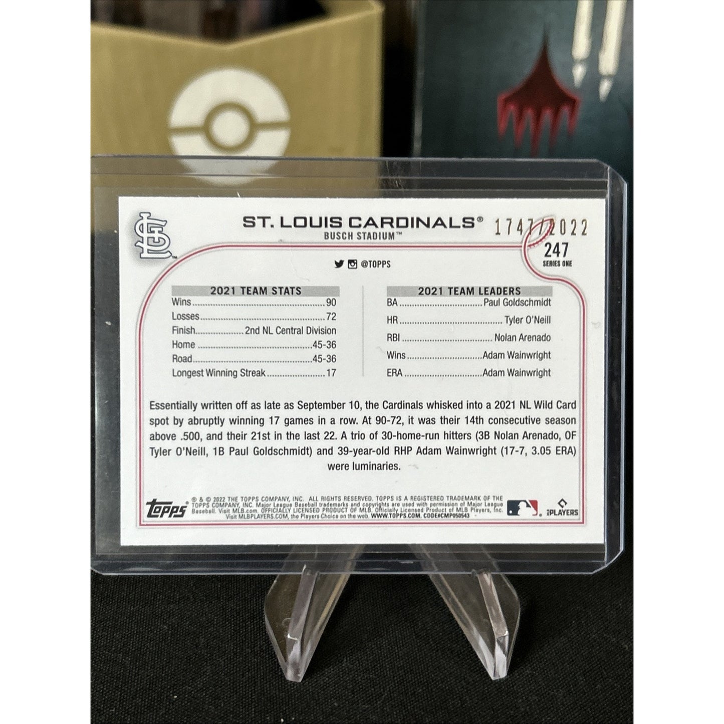 2022 Topps Series 1 - #247 - St. Louis Cardinals Team Card #/2022 - Pack Fresh
