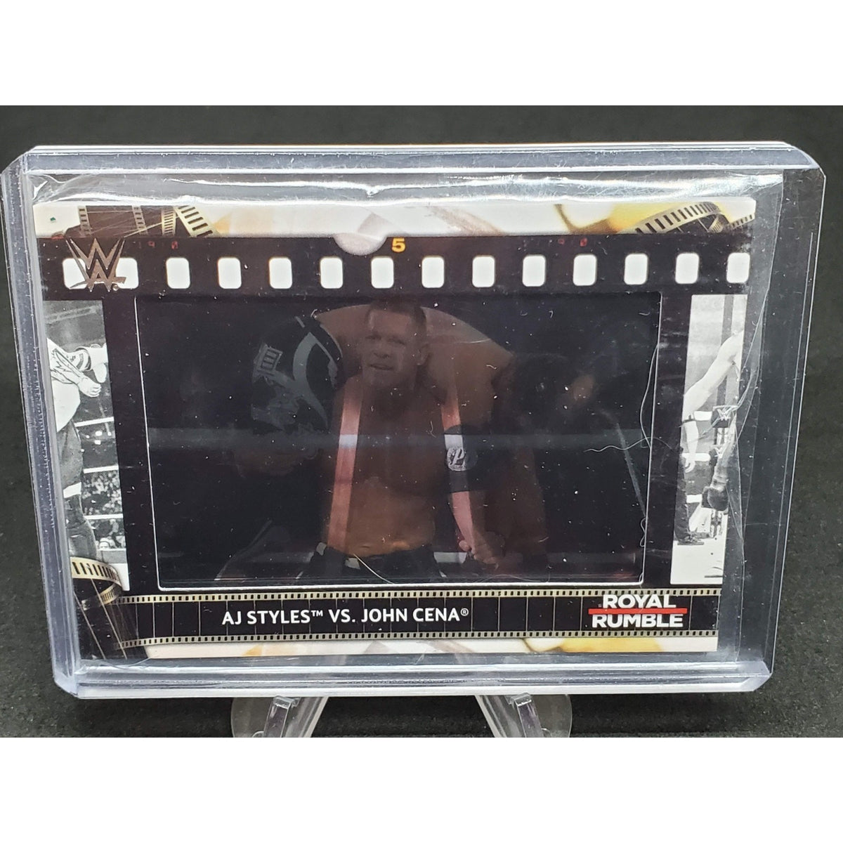 AJ STYLES VS JOHN CENA FILM CEL STRIP RELIC #FS-AJ 2021 TOPPS WWE ROYAL RUMBLE