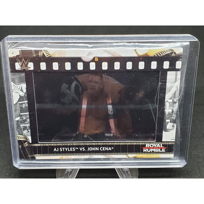 AJ STYLES VS JOHN CENA FILM CEL STRIP RELIC #FS-AJ 2021 TOPPS WWE ROYAL RUMBLE
