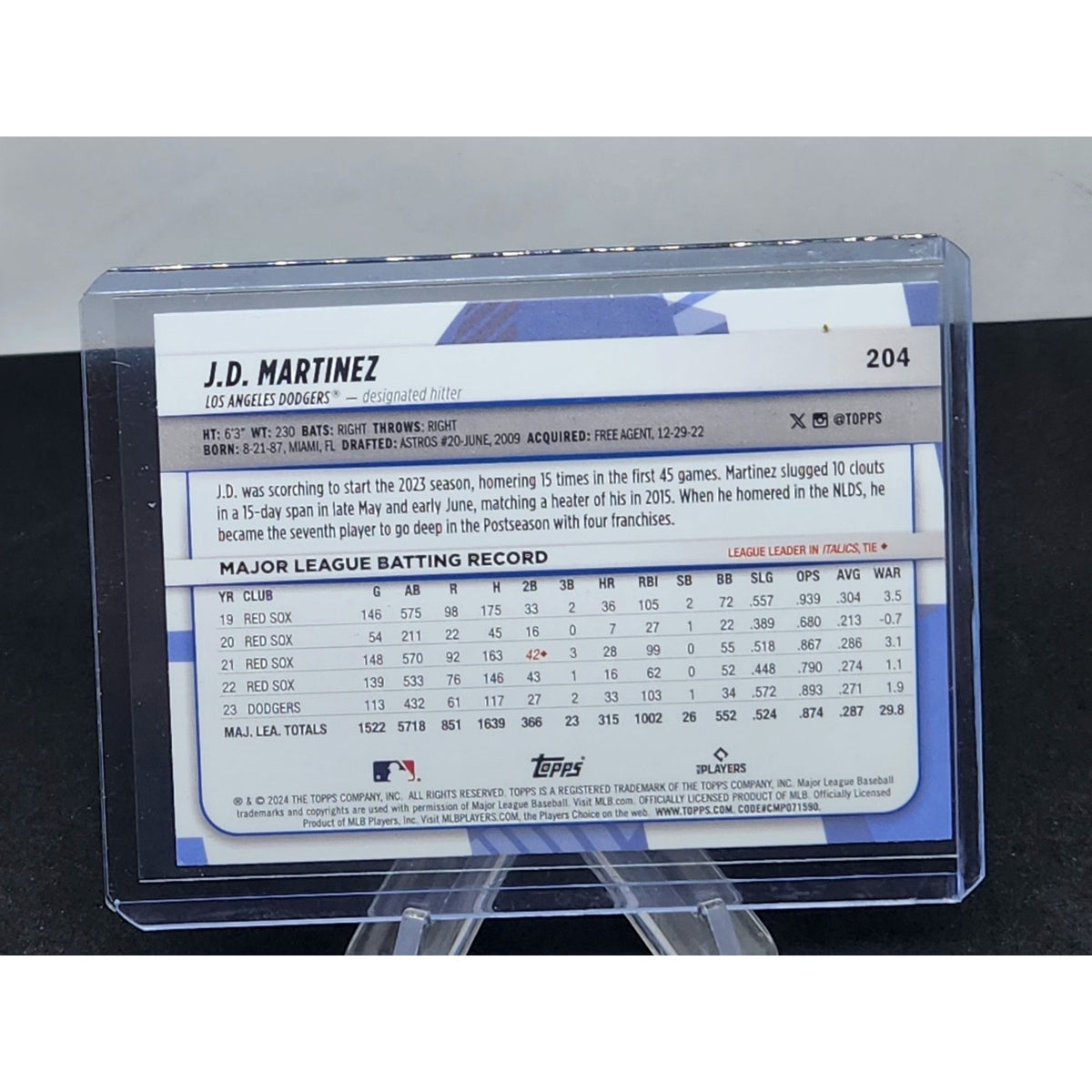 2024 Topps Big League Uncommon Rainbow Foil #204 J.D. Martinez