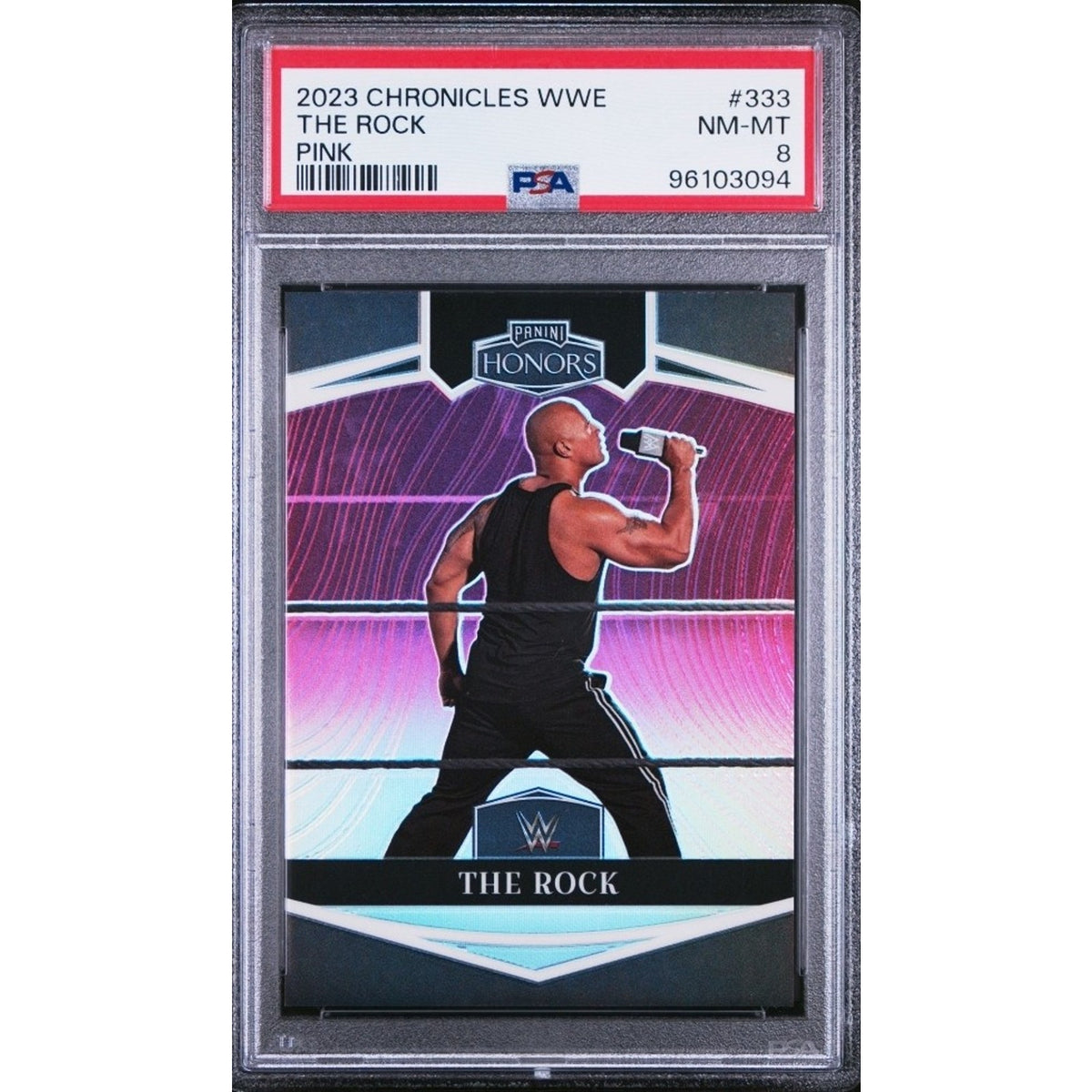 The Rock 2023 Panini Chronicles WWE Numbered - Honors Pink (#/199) -