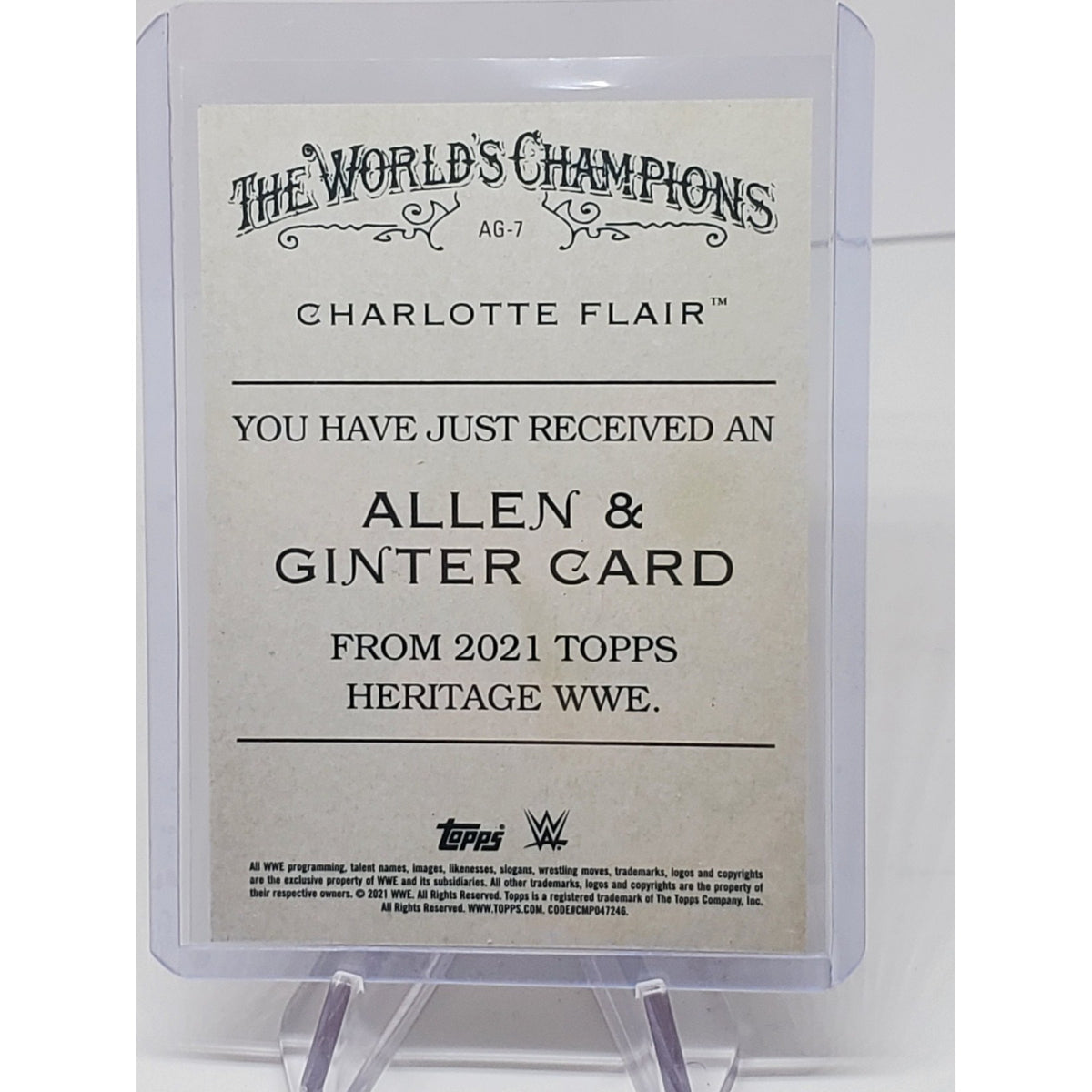 2021 Topps Heritage WWE Wrestling Allen & Ginter Insert #AG-7 Charlotte Flair