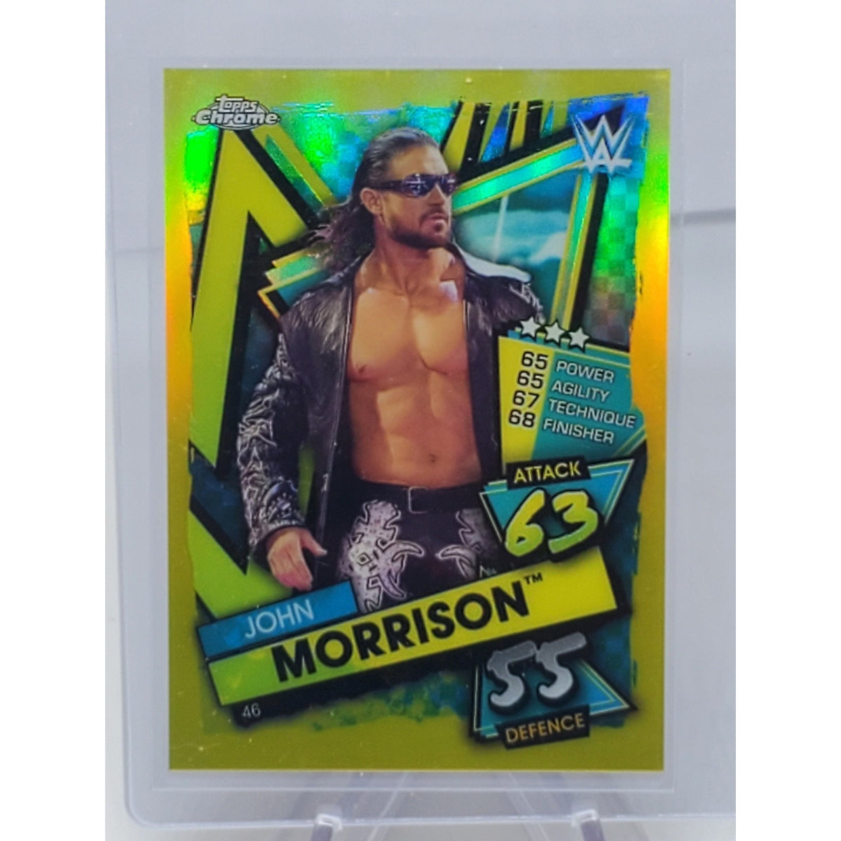 JOHN MORRISON Topps Chrome 2021 WWE Slam Attax #46 YELLOW Refractor #'d/99