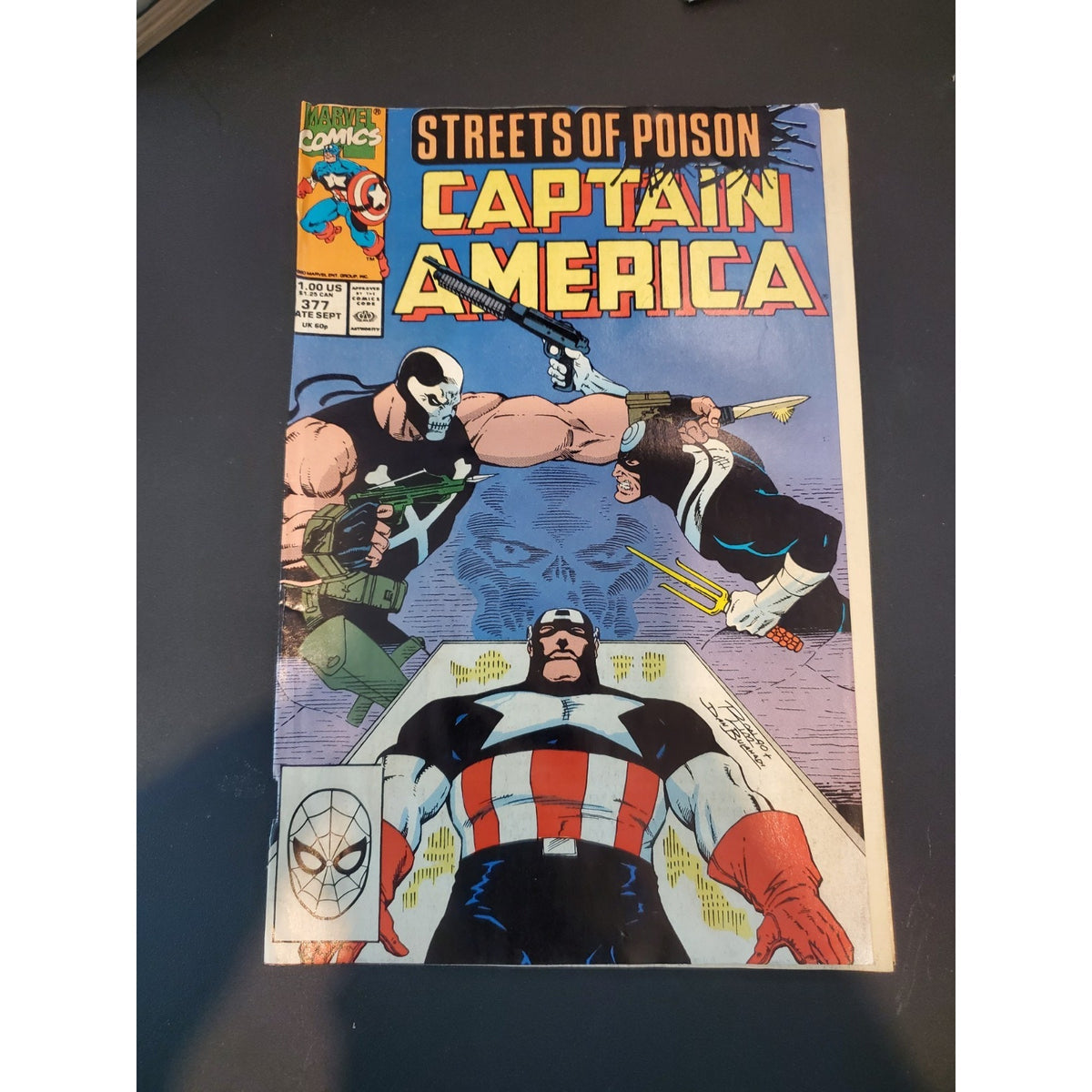 Captain America #377 (Marvel Comics September 1990) Bullseye vs Crossbones VF