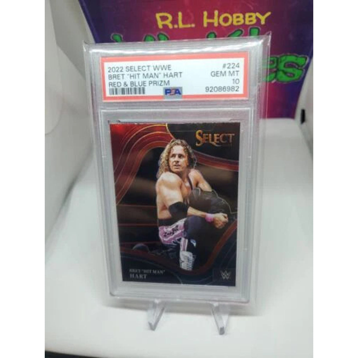 2022 Select WWE Bret Hit Man Hart Ringside RED & BLUE PRIZM GRADED PSA 10 PO