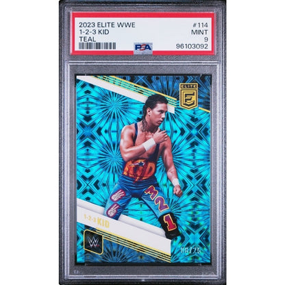 1 2 3 Kid 2023 Panini Donruss Elite WWE Teal Parallel /25 X-Pac Pop 1 PSA 9