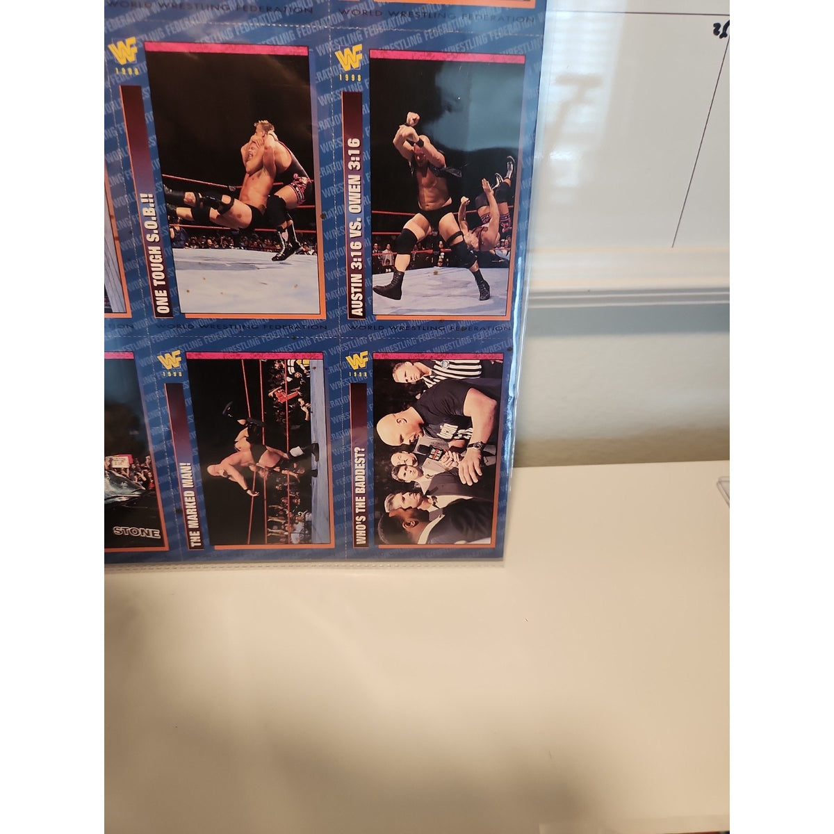 WWF Magazine Cards Uncut Austin Sheet 1998 #184-192 Austin Bret Owen King Tyson