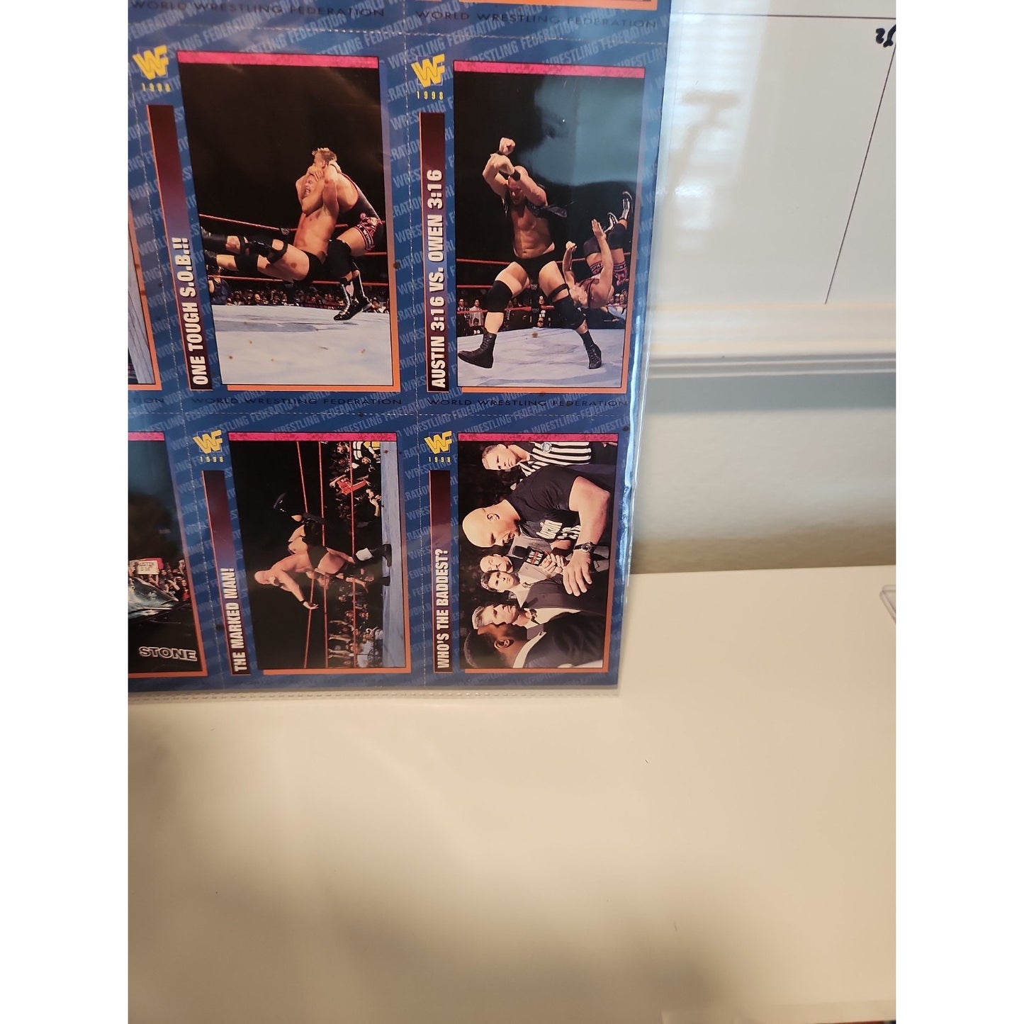WWF Magazine Cards Uncut Austin Sheet 1998 #184-192 Austin Bret Owen King Tyson