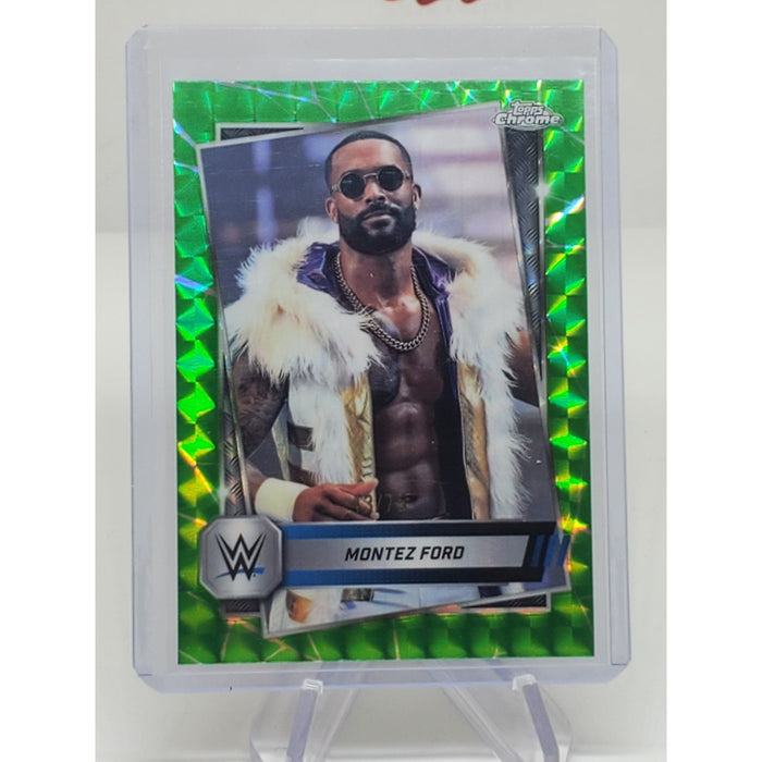 2025 Topps Chrome WWE - Montez Ford #185 Green Geometric Refractor #'d /75